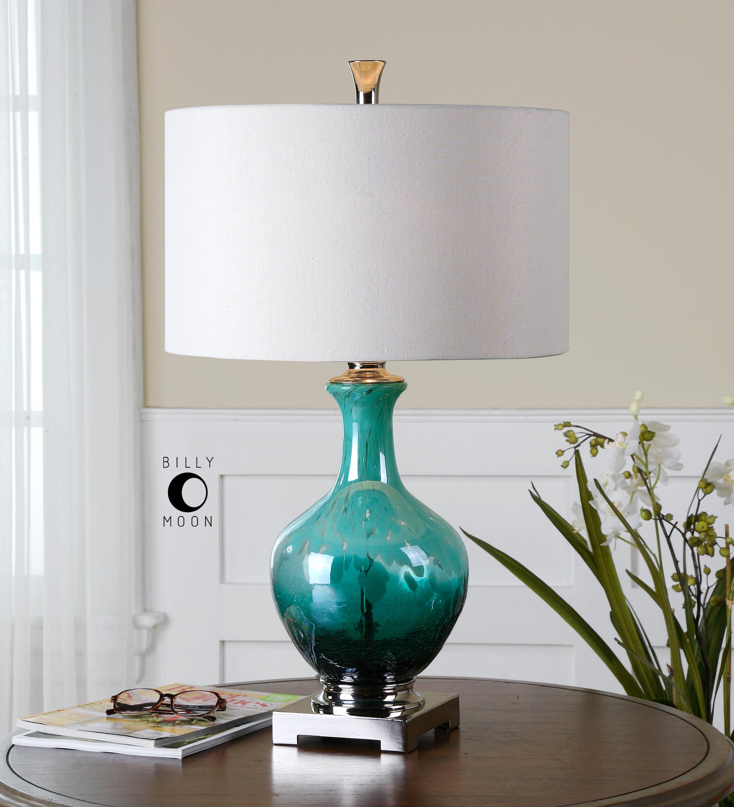 Uttermost Table Lamps 26770 1 Yvonne Green Blue Glass Table Lamp Thornton Furniture Table Lamps