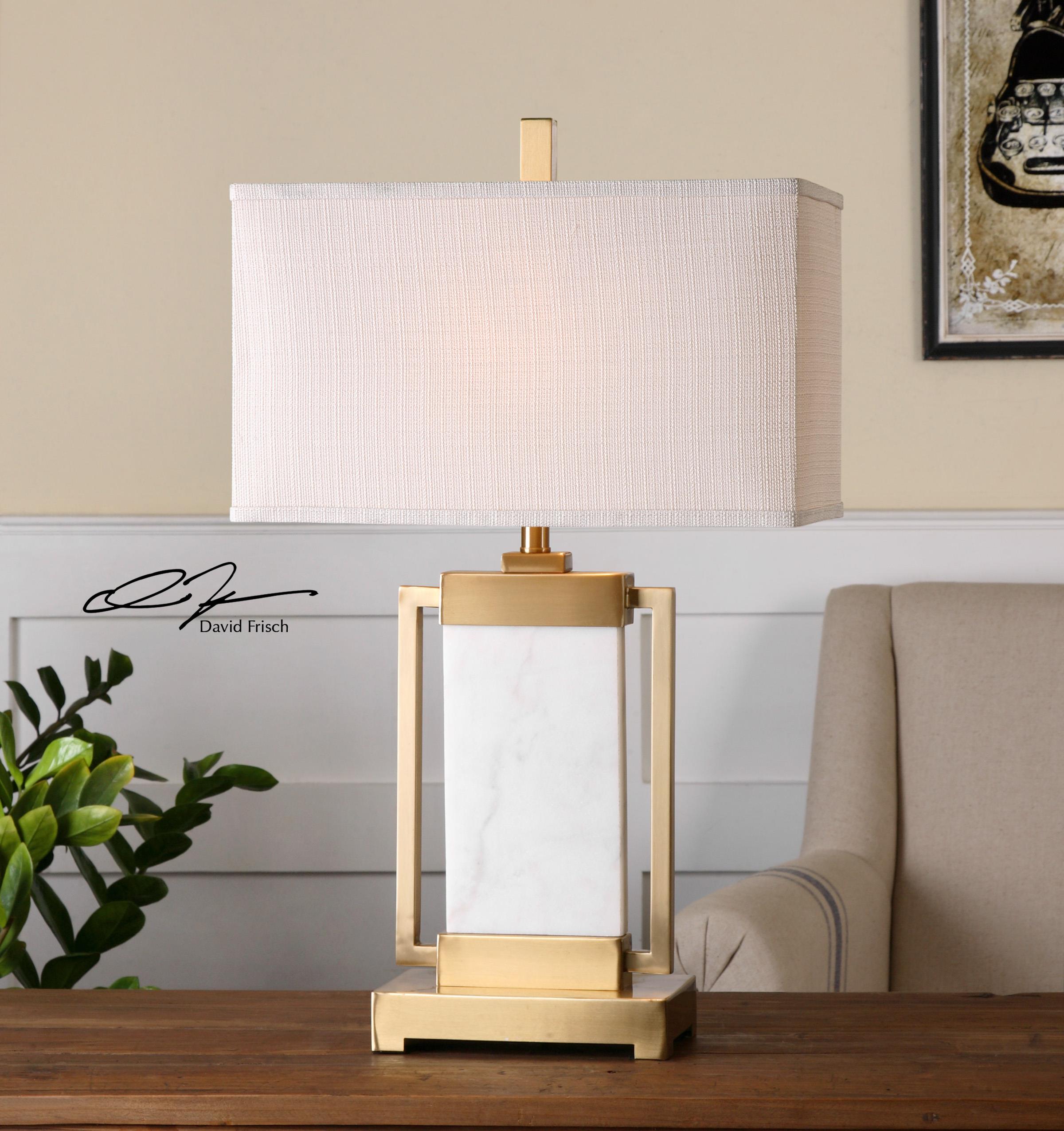 Uttermost Table Lamps 26940 1 Marnett White Marble Table Lamp