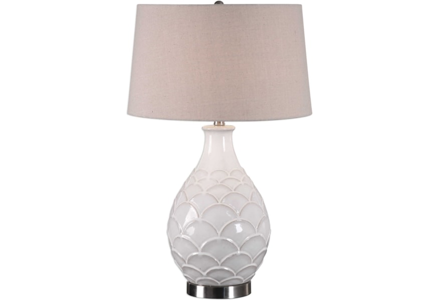 Uttermost Table Lamps 27534 1 Camellia Glossed White Lamp Camellia Glossed White Table Lamp