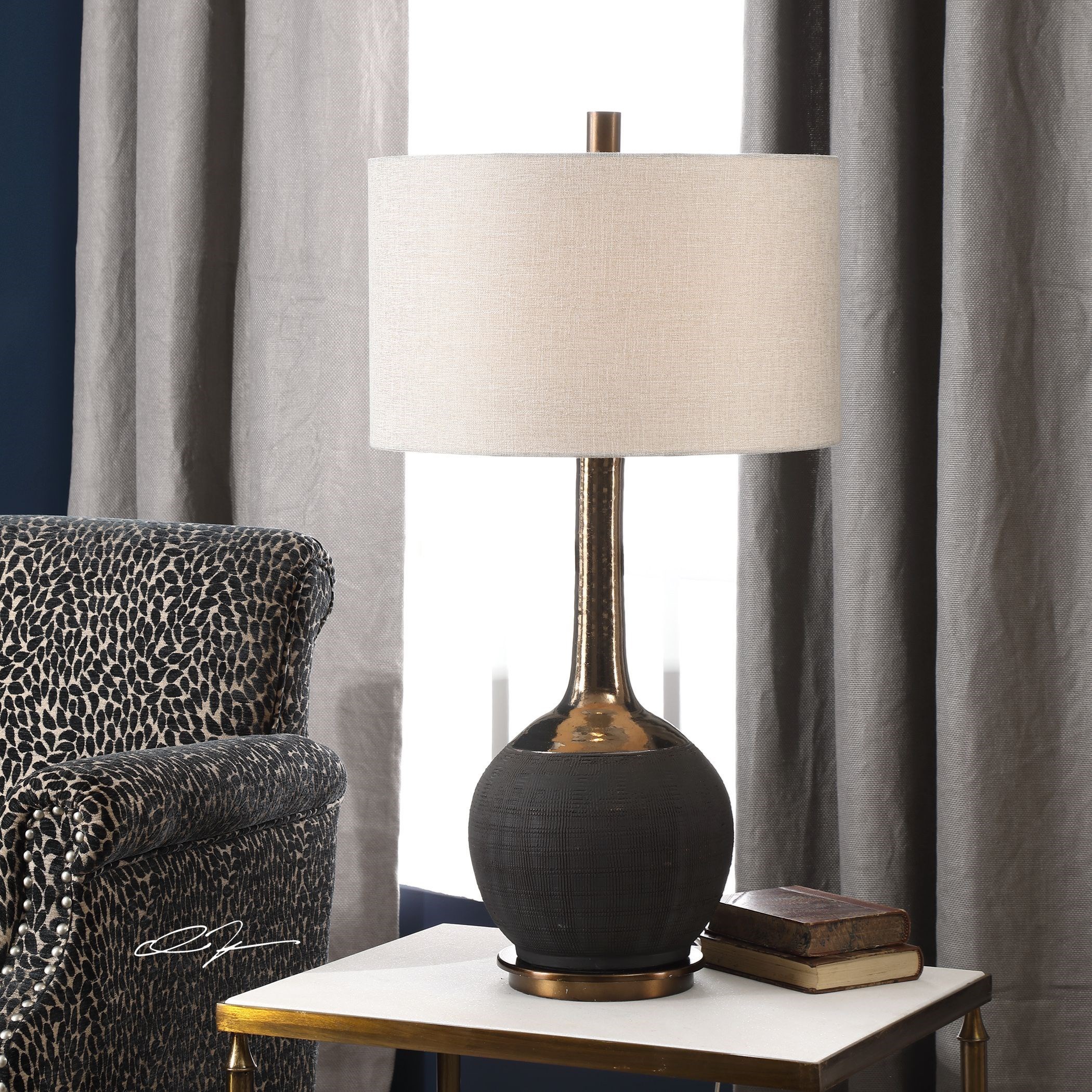 Uttermost Table Lamps 27779 Arnav Textured Black Lamp Miller Home Table Lamps