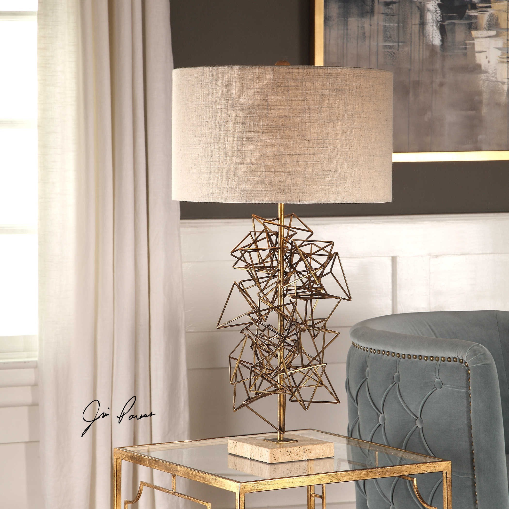 Uttermost Table Lamps 27816 Vasaya Abstract Gold Table Lamp Dunk