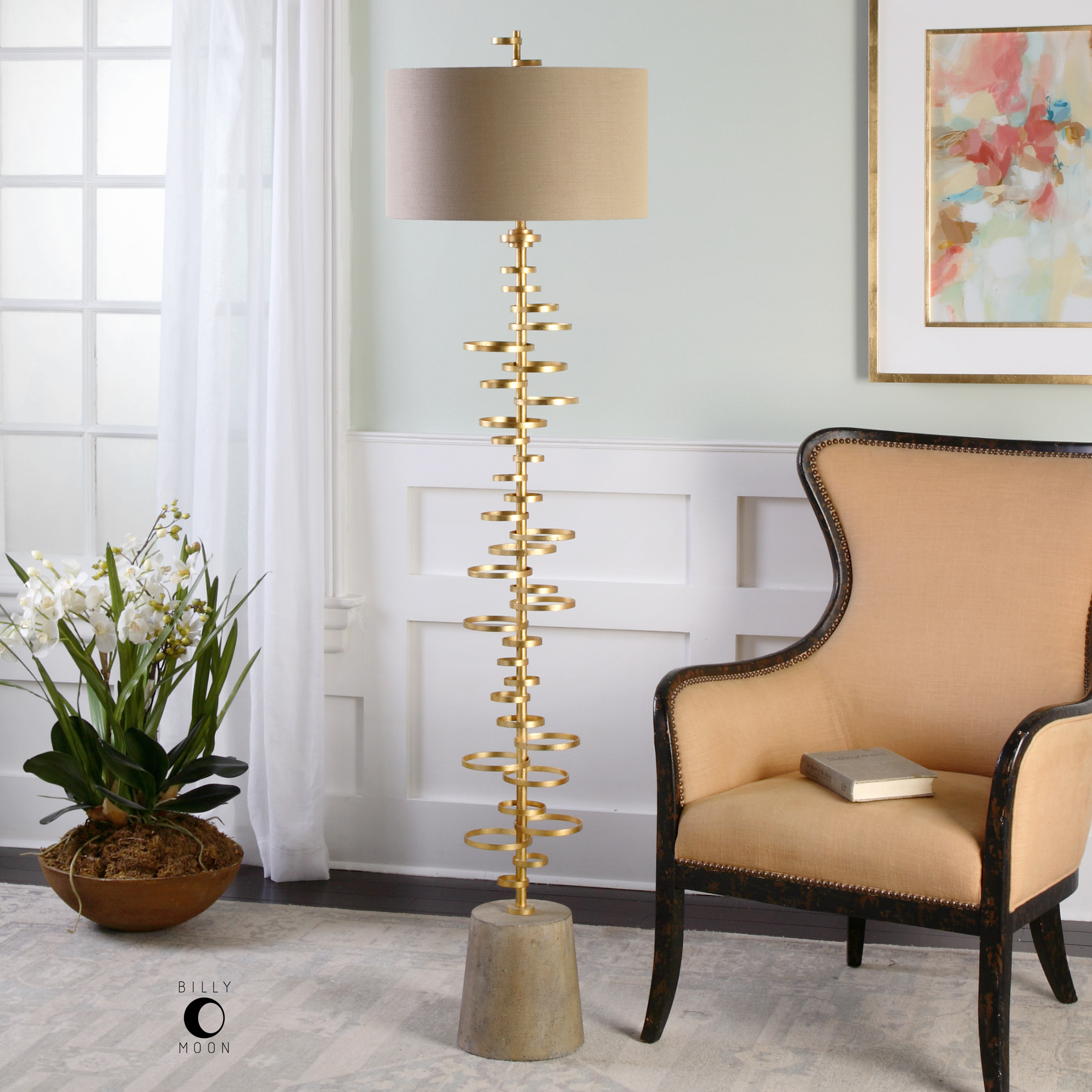 Uttermost Floor Lamps 28094 Lostine Modern Gold Floor Lamp Dunk
