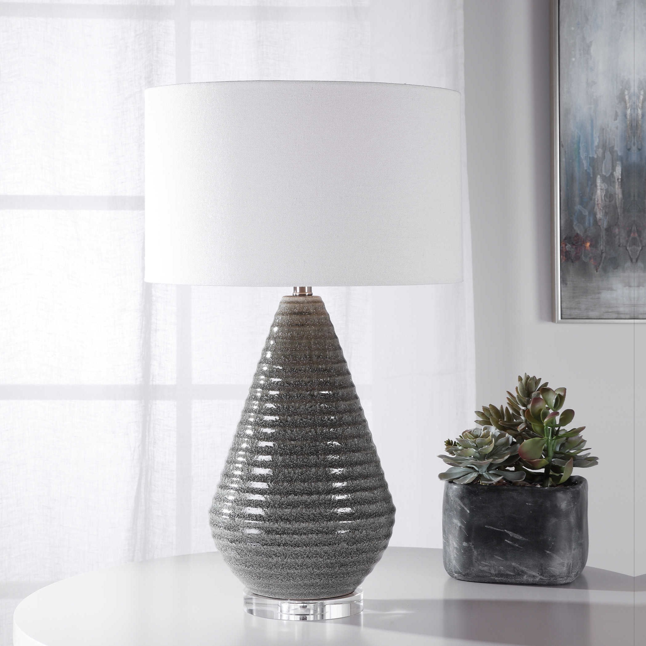 Uttermost Table Lamps Carden Smoke Gray Table Lamp Suburban Furniture Table Lamps