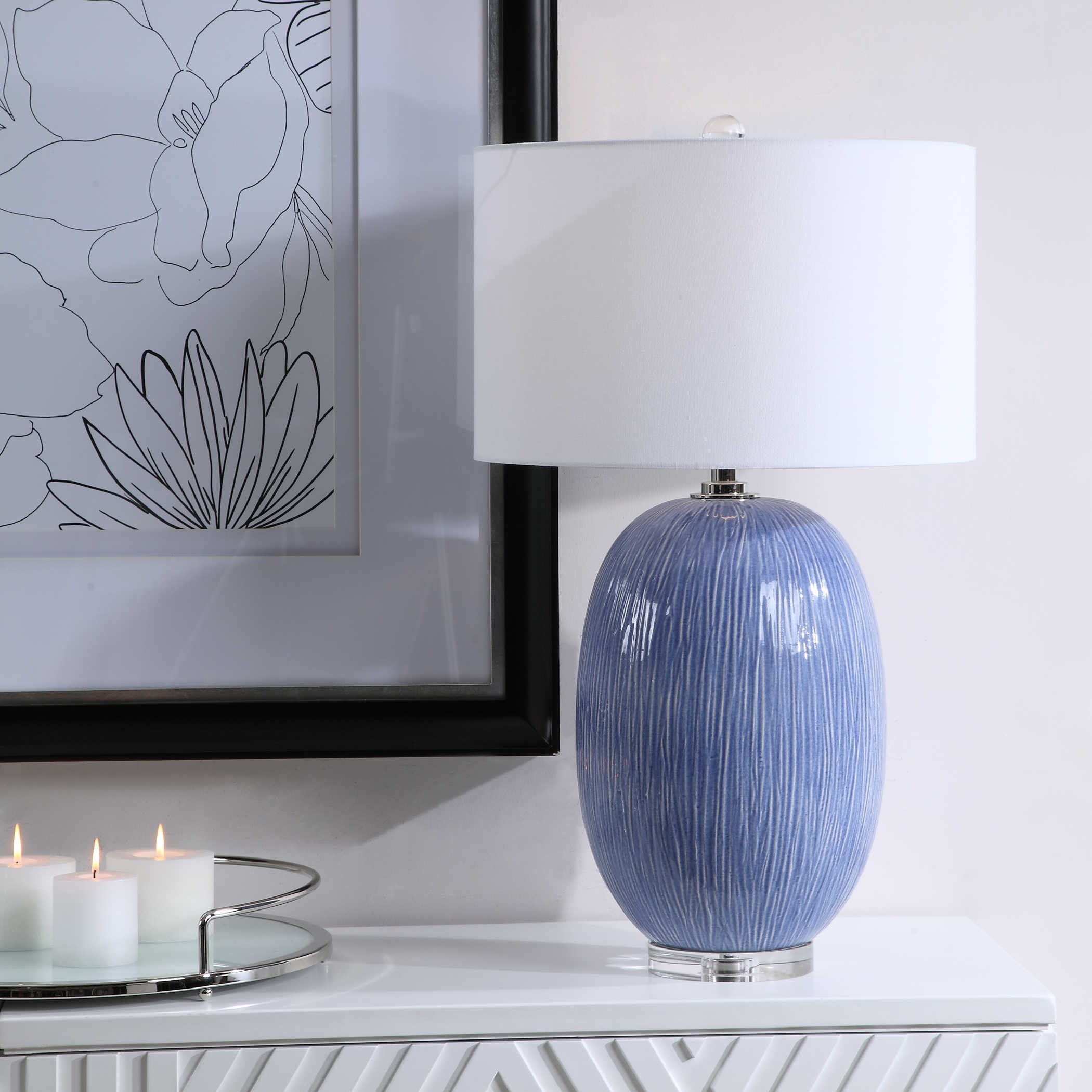 blue gray table lamp