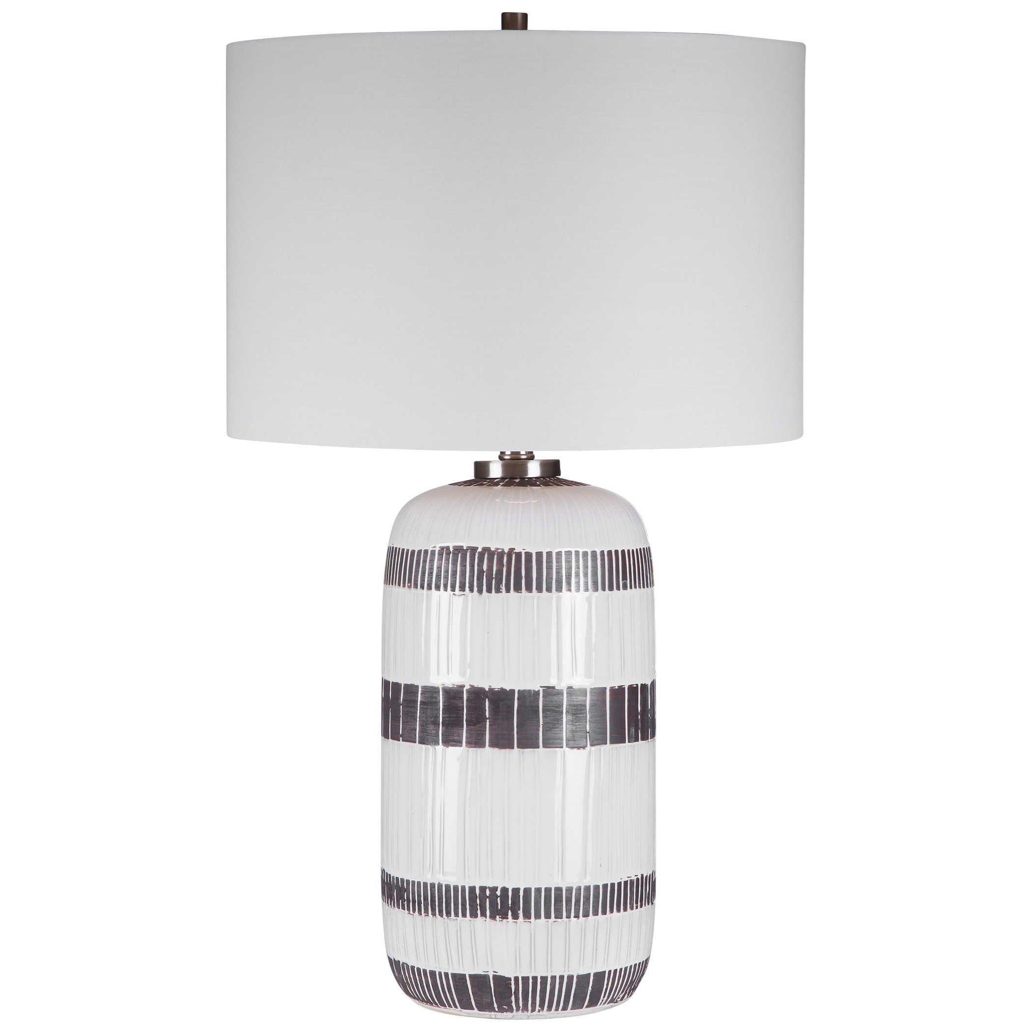 black and white striped lamp