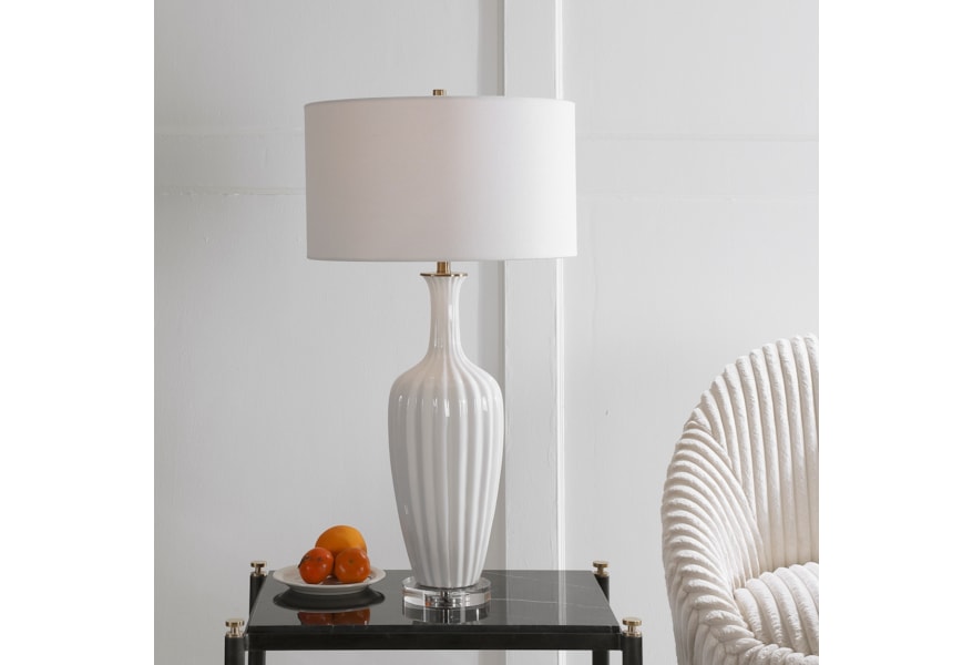 Uttermost Table Lamps 28374 1 Strauss White Ceramic Table Lamp Upper Room Home Furnishings Table Lamps