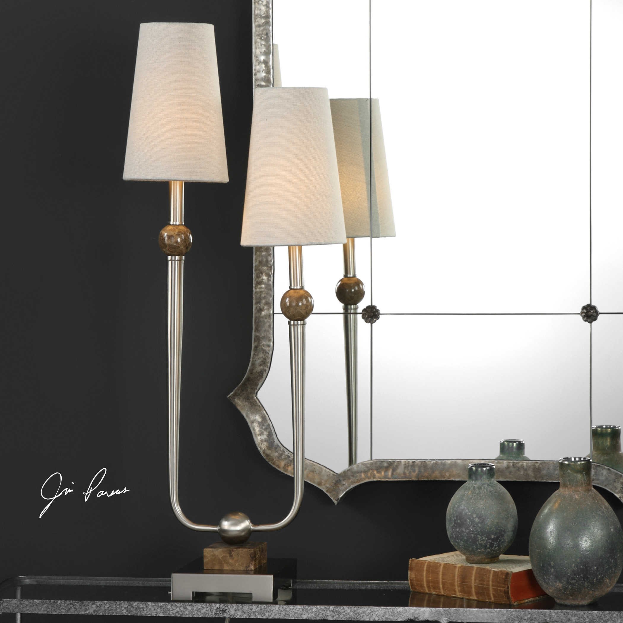 Uttermost Accent Lamps Claret Nickel 2 Light Lamp Furniture