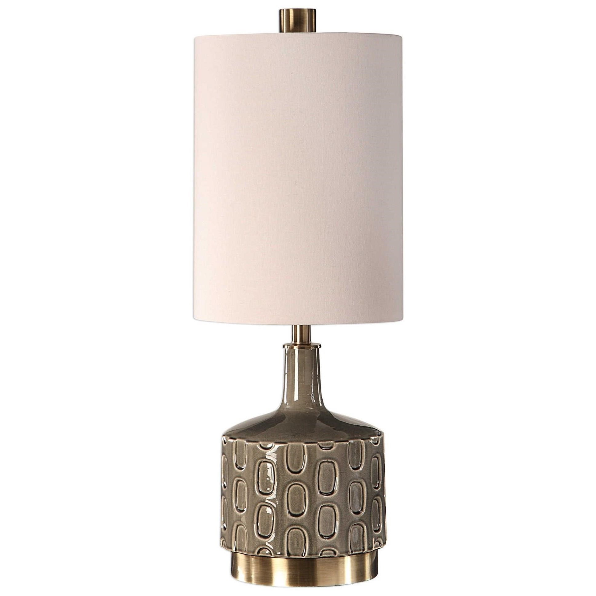 New 30 Textured Smoke Gray Ceramic Table Lamp Brushed Nickel Crystal Base Lamps Home Garden Worldenergy Ae