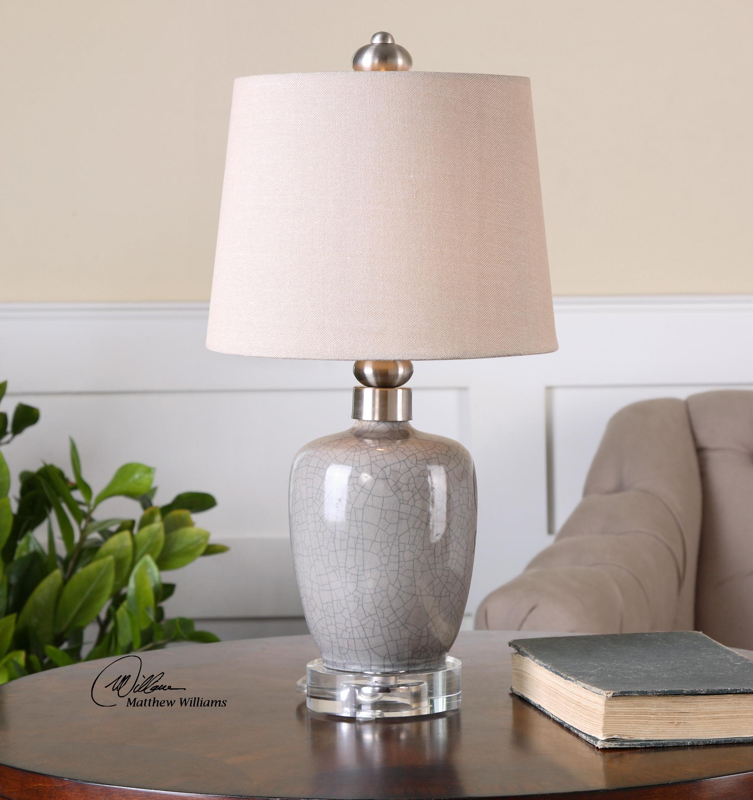 Uttermost Accent Lamps 29988 1 Ovidius Mini Crackle Gray Table Lamp Thornton Furniture Table Lamps