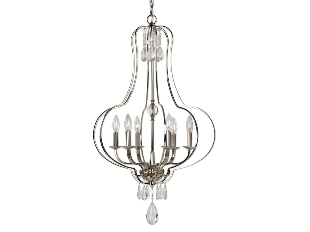 Uttermost Lighting Fixtures 21301 Genie 6 Light Polished Nickel Uttermost Lighting Fixturesgenie 6 Light Polished Nickel Chandelier