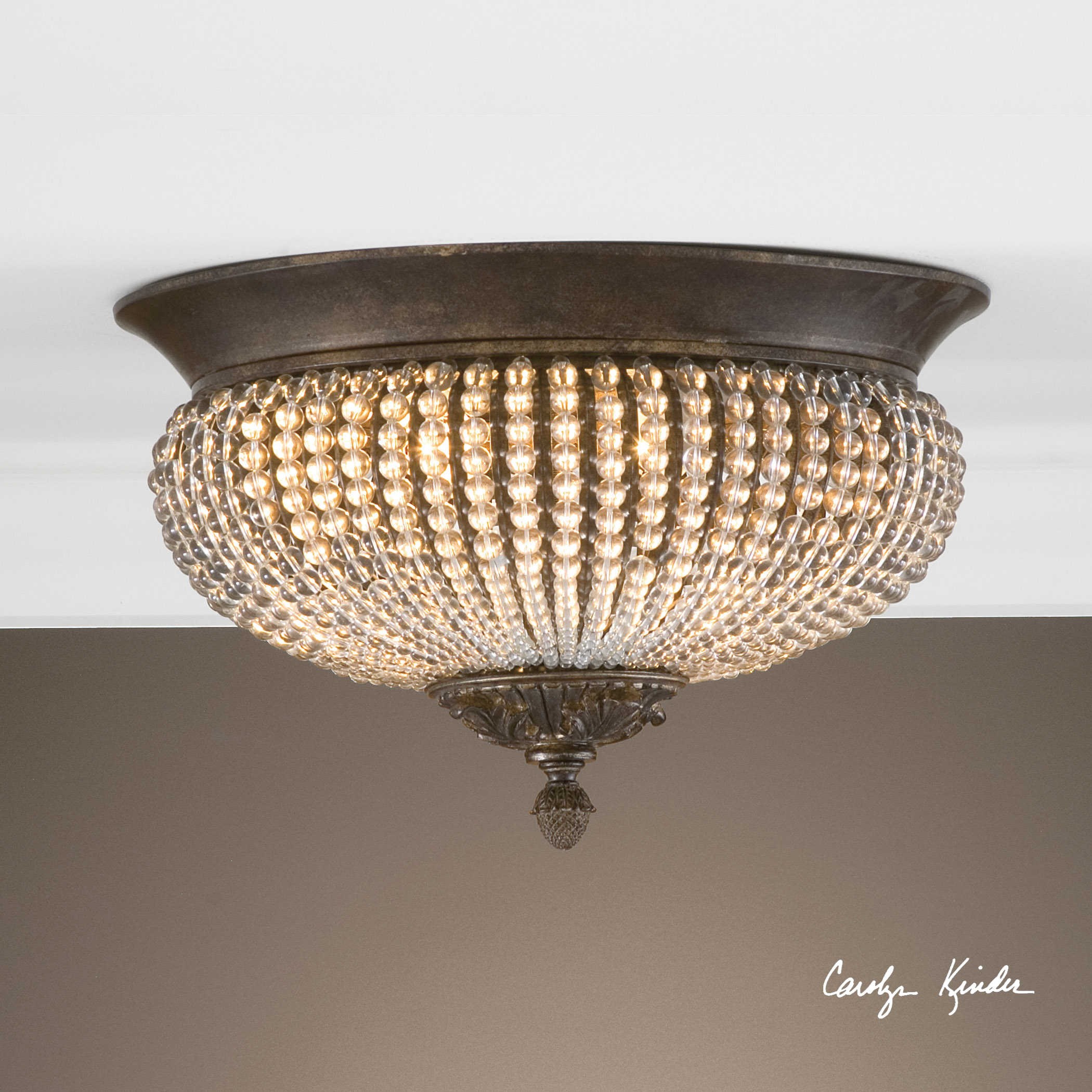 Champagne Uttermost 22274 Tesoro 3 Light Antique Nickel Semi Flush Close To Ceiling Lights Lighting Ceiling Fans