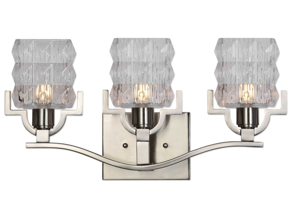 Uttermost Lighting Fixtures Wall Sconces 22866 Copeman Brushed Uttermost Lighting Fixtures Wall Sconcescopeman Brushed Nickel 3 Light Vanity Strip