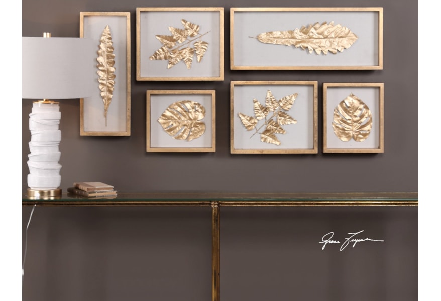 Alternative Wall Decor Golden Leaves Shadow Box Set Of 6 By Uttermost At Hudson S Furniture Alternative Wall Decor Golden Leaves Shadow Box Set Of 6 By Uttermost At Hudson S Furniture