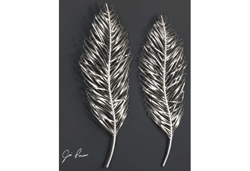 Alternative Wall Decor Leaflets Silver Wall Art Set Of 2