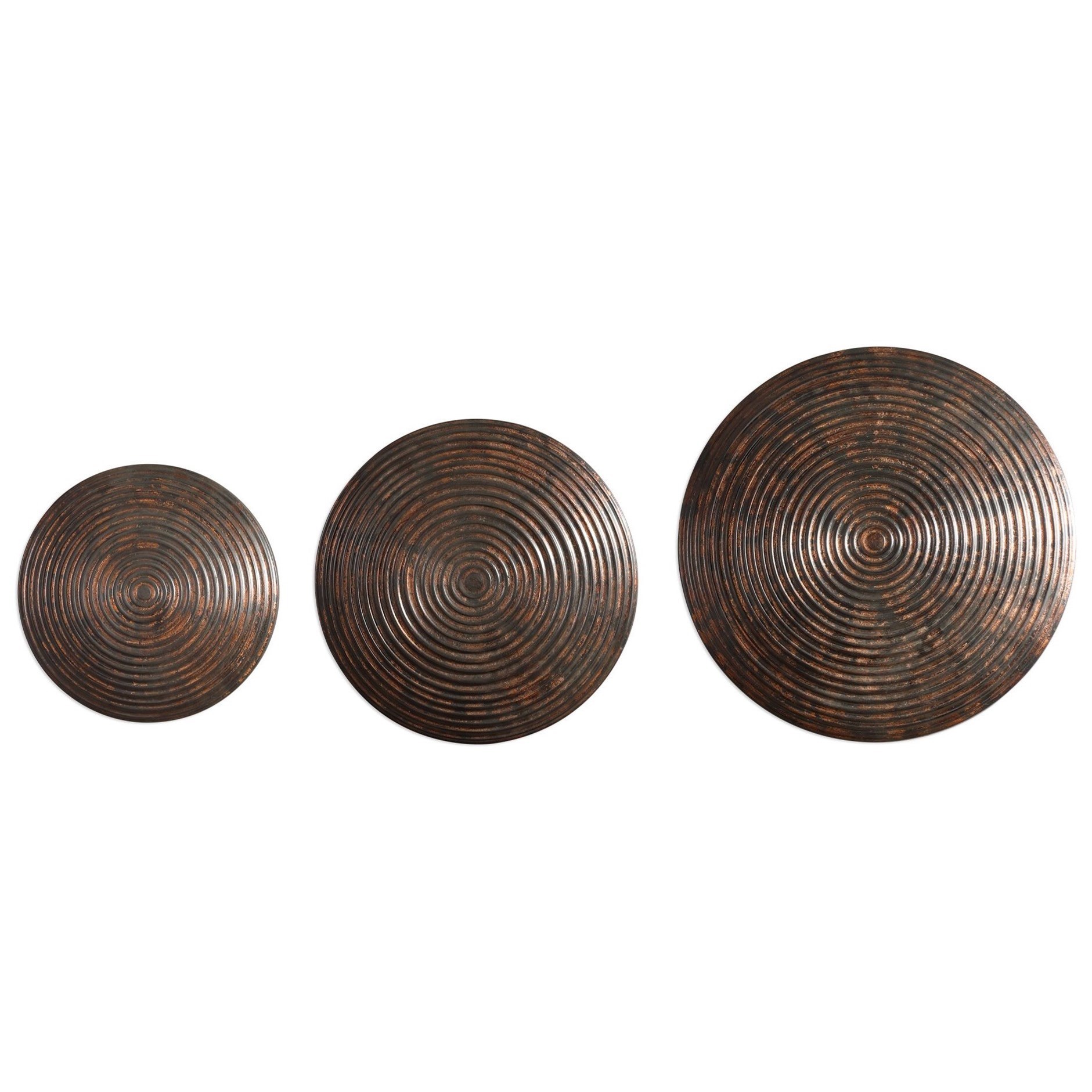 Uttermost Alternative Wall Decor Hanneli Ribbed Bronze Circles S 3