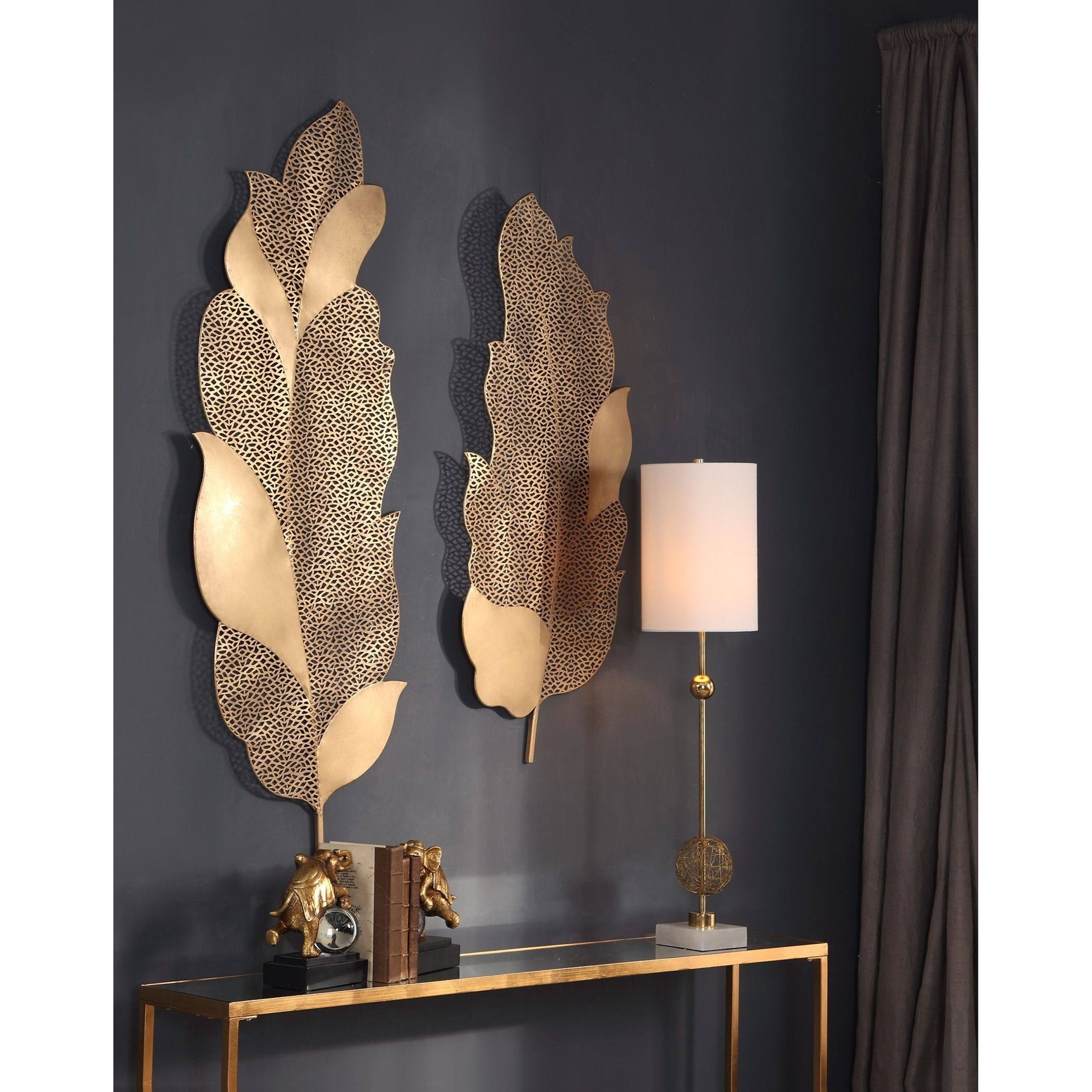 Uttermost Alternative Wall Decor Autumn Lace Leaf Wall Art S 2 Sheely S Furniture Appliance Wall Decor