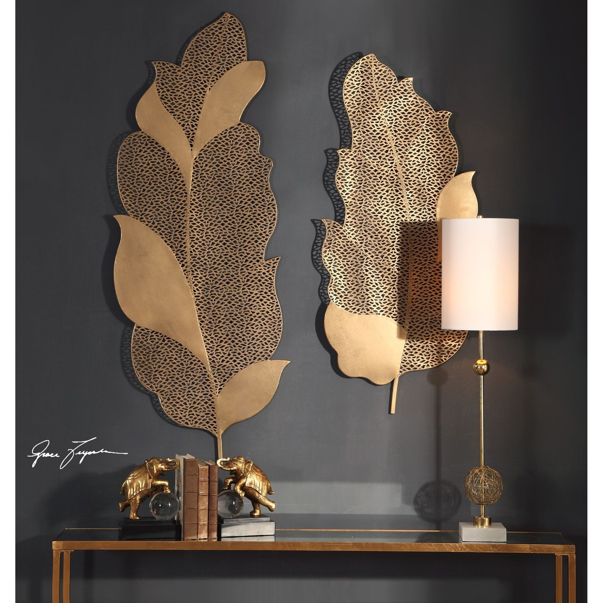 Uttermost Alternative Wall Decor Autumn Lace Leaf Wall Art S 2