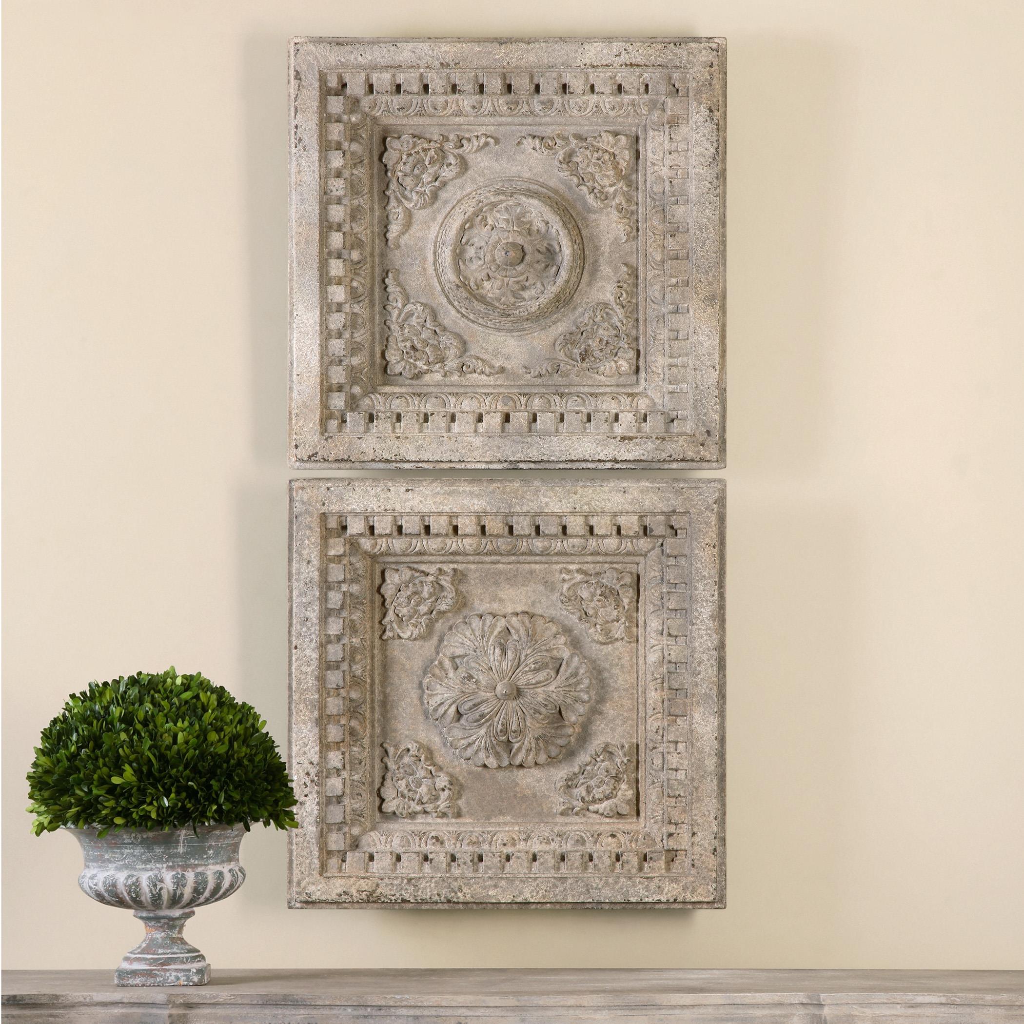 Uttermost Alternative Wall Decor Auronzo Aged Ivory Squares S 2