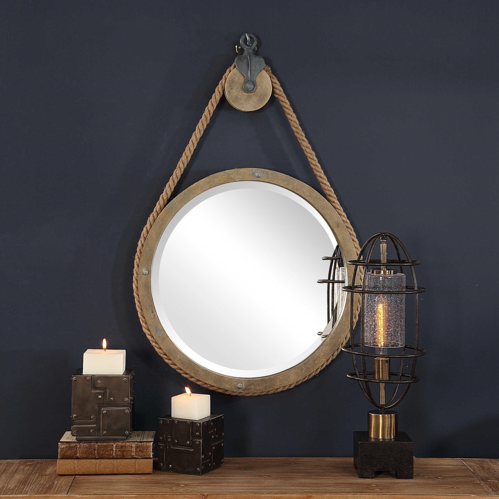 Uttermost Mirrors Round Melton Round Pulley Mirror Pedigo