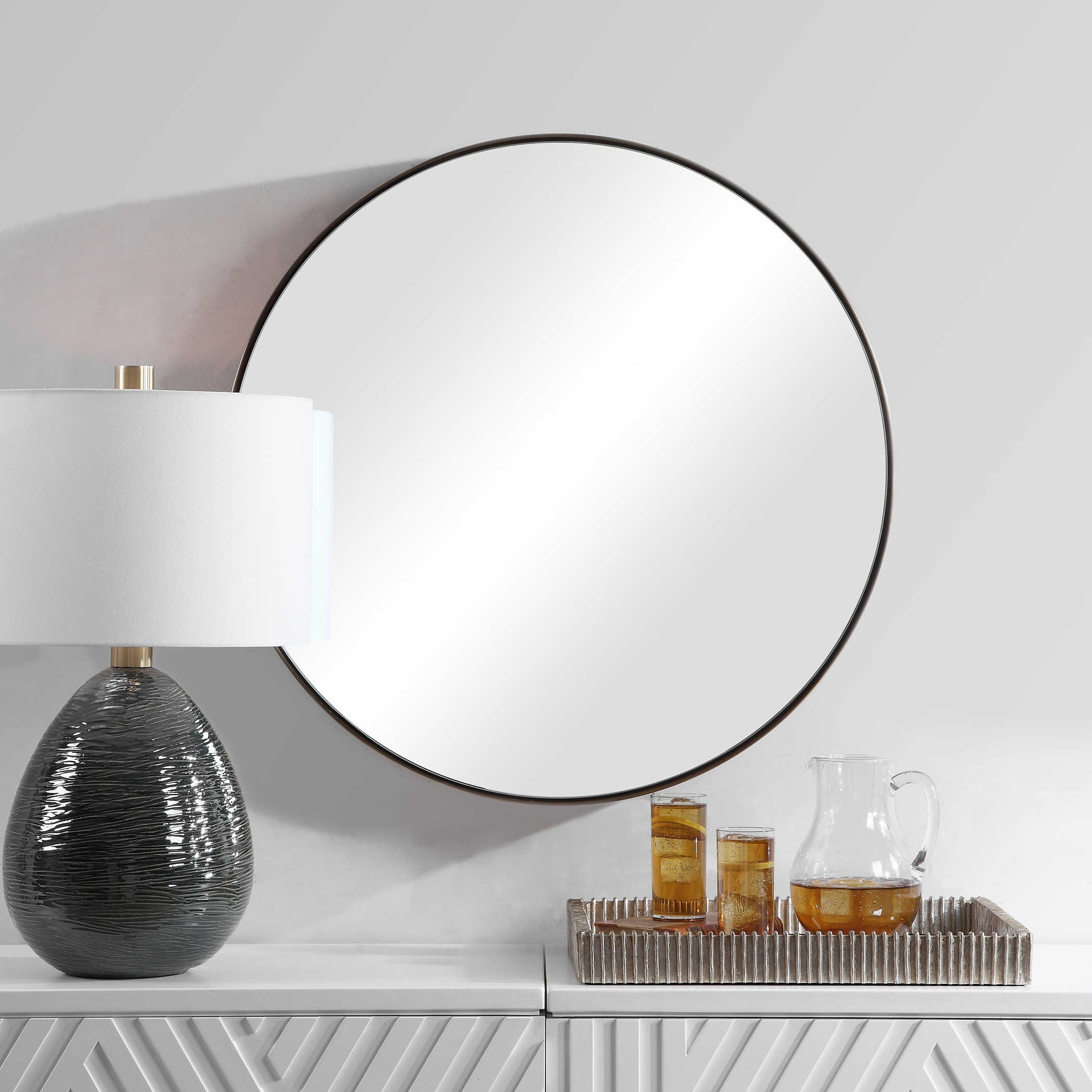 Uttermost Mirrors Round 09617 Coulson Modern Round Mirror Dunk Bright Furniture Wall Mirrors