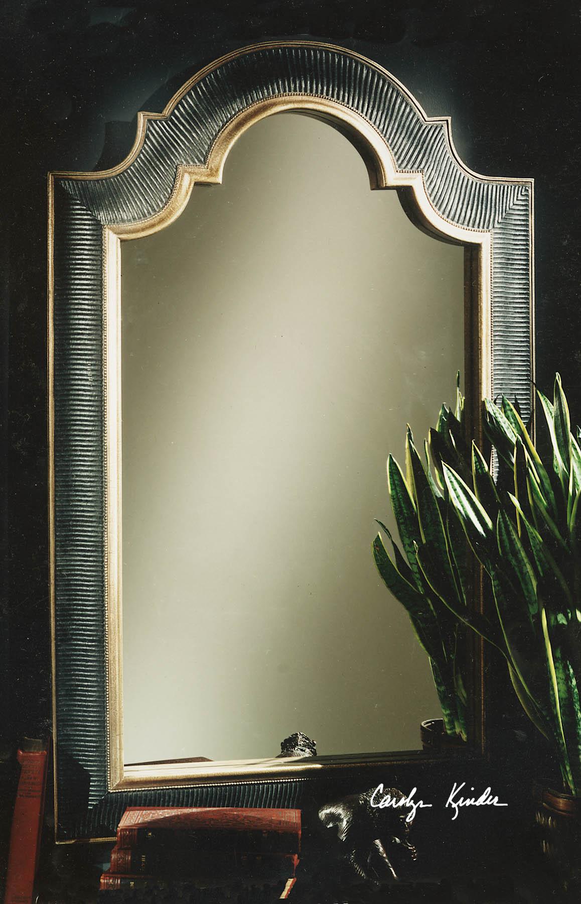 Tall Arched Window Wall Mirror Antique Bronze Distressed