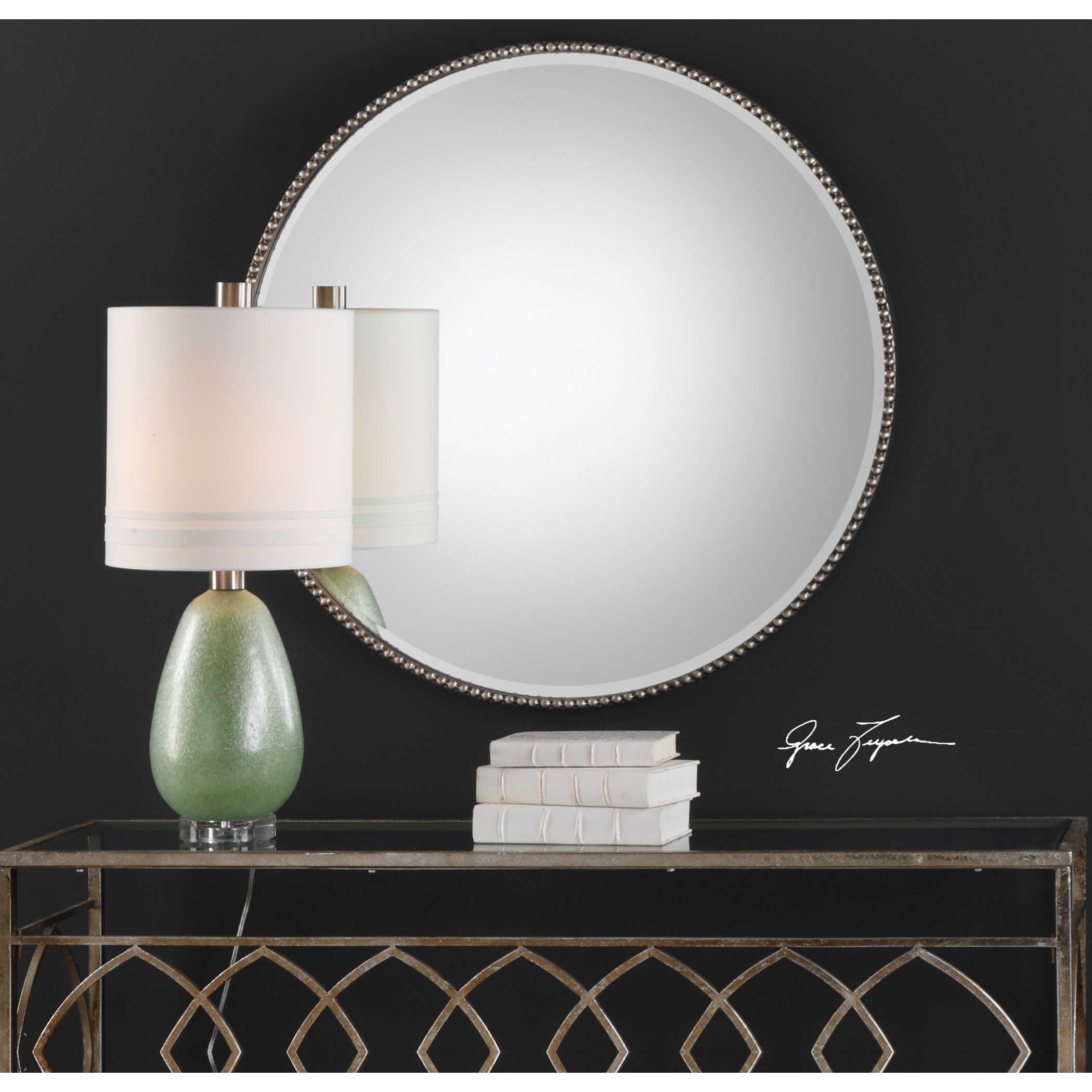 Uttermost Mirrors Round Stefania Beaded Round Mirror Suburban Furniture Wall Mirrors