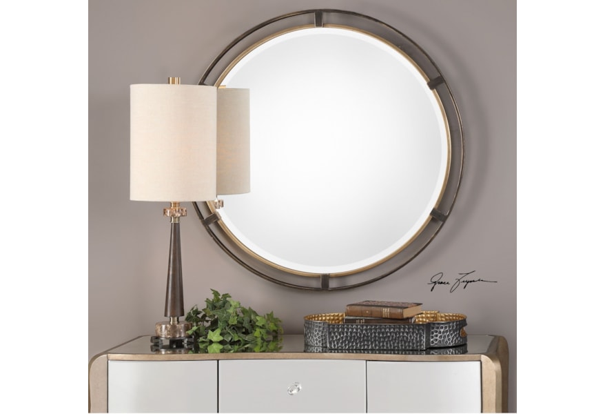 Uttermost Mirrors Round Carrizo Bronze Round Mirror Furniture