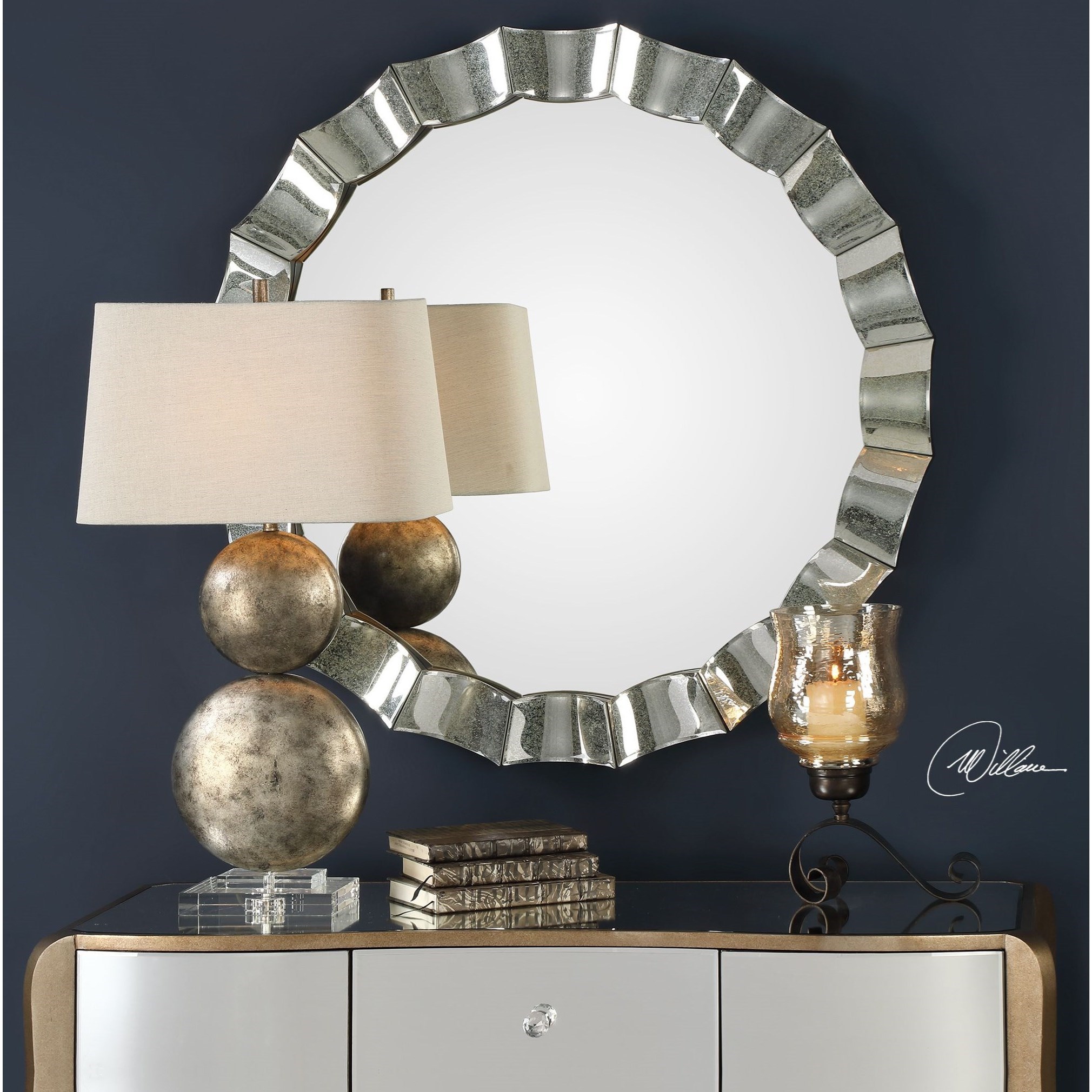 Uttermost Mirrors Round 09334 Sabino Scalloped Round Mirror