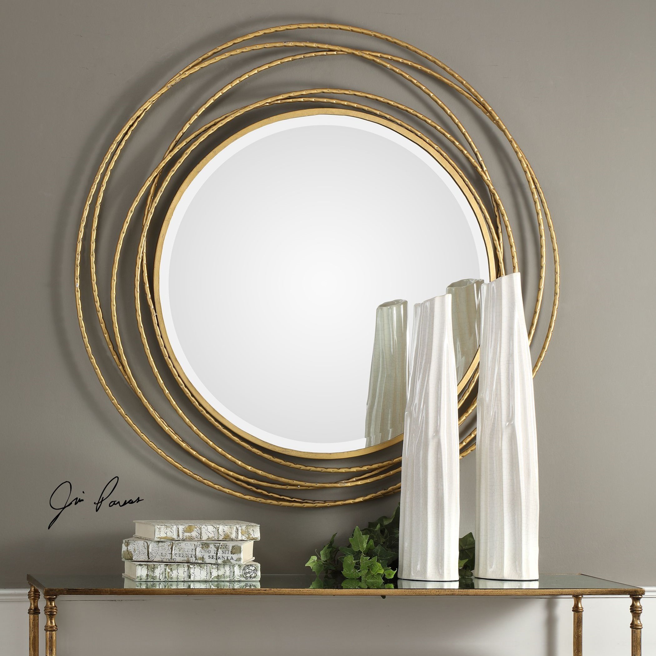 Uttermost Mirrors Round 09348 Whirlwind Gold Round Mirror Dunk Bright Furniture Wall Mirrors