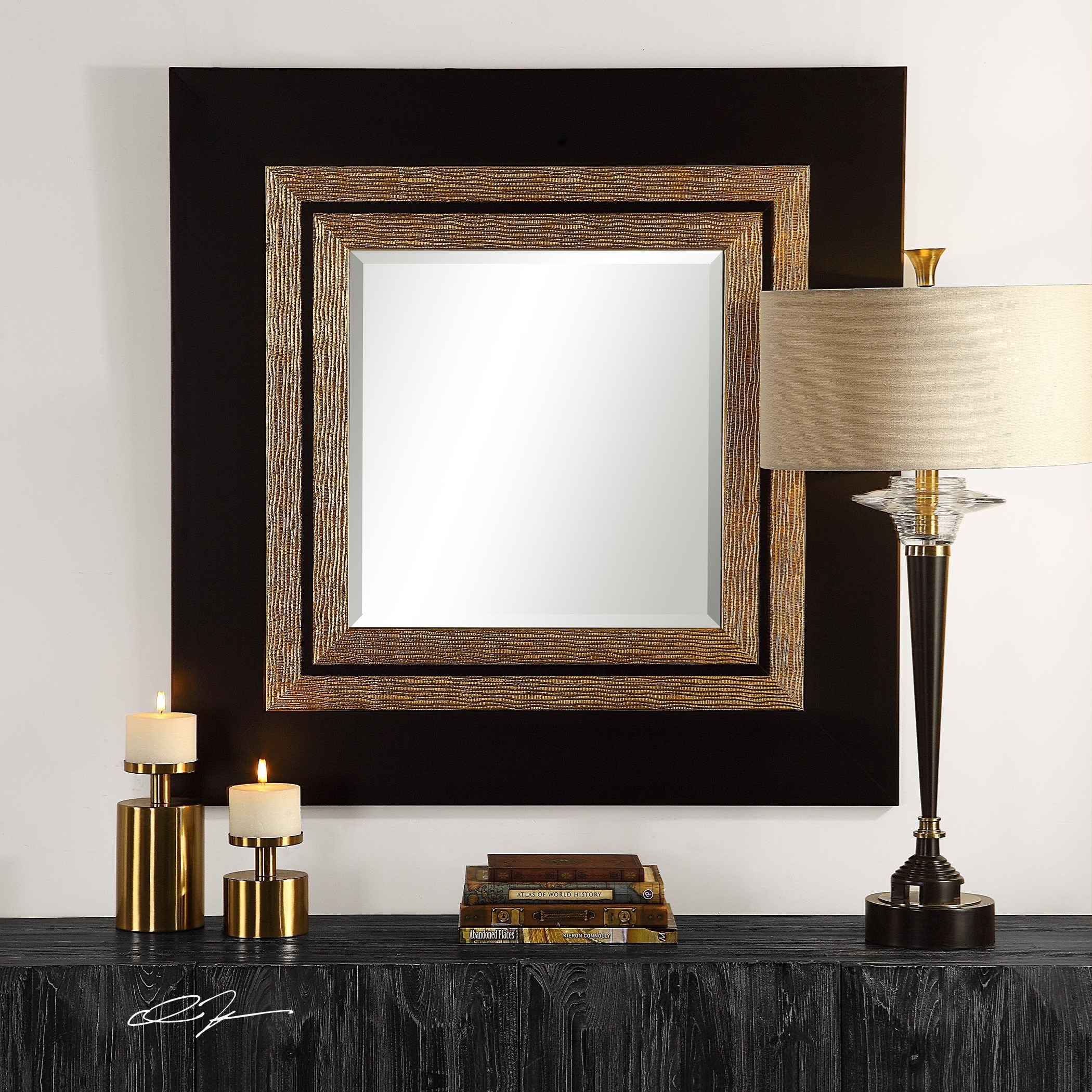 Uttermost Mirrors 09448 Faisal Square Black Mirror Furniture And