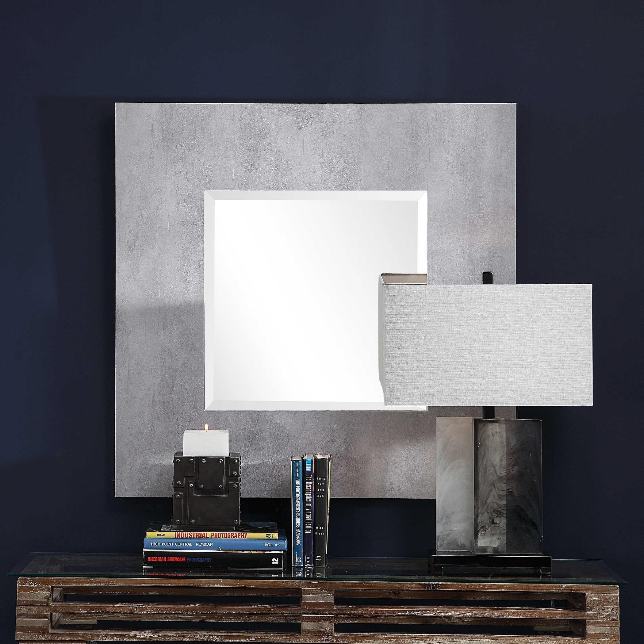Uttermost Mirrors 09471 Rohan Light Gray Square Mirror Dunk