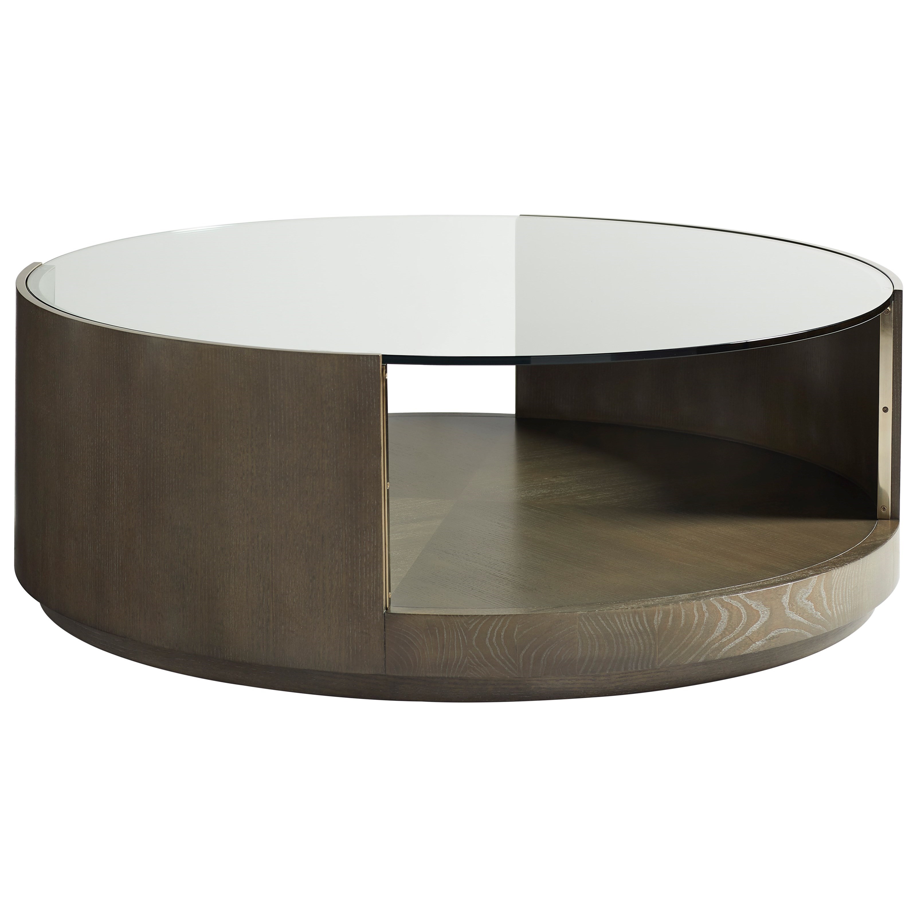 Vanguard Furniture Axis L102c Mm Transitional Round Wood Cocktail Table With Glass Top Hudson S Furniture Cocktail Coffee Tables