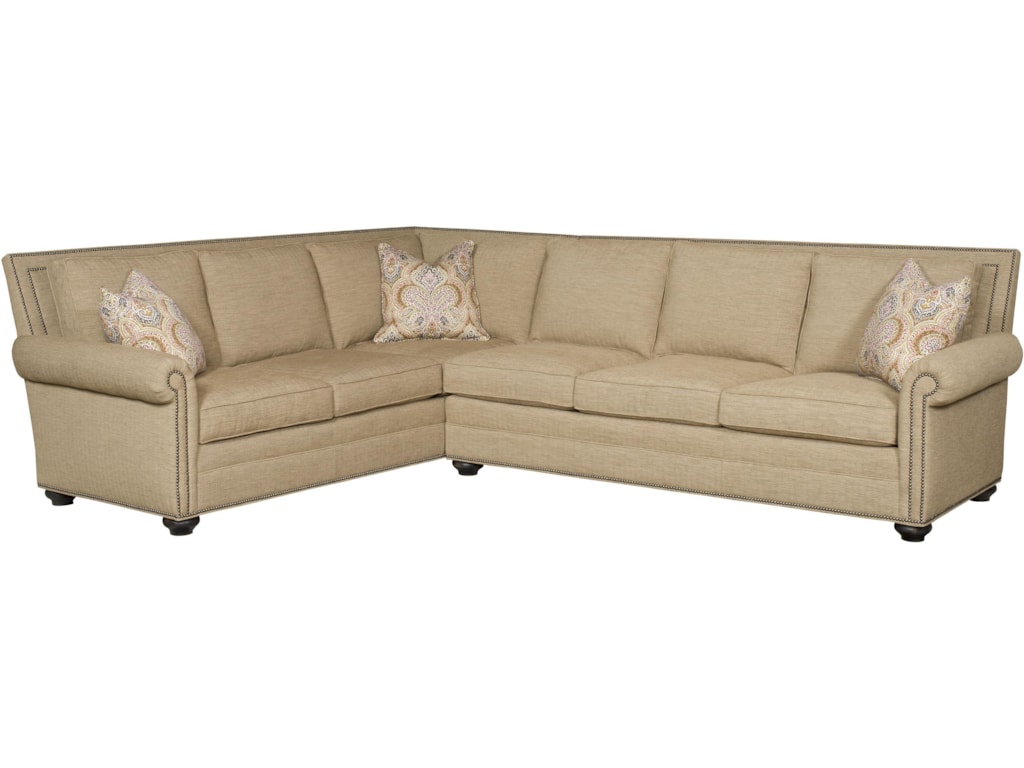 vanguard furniture simpson traditional sectional with rolled arms