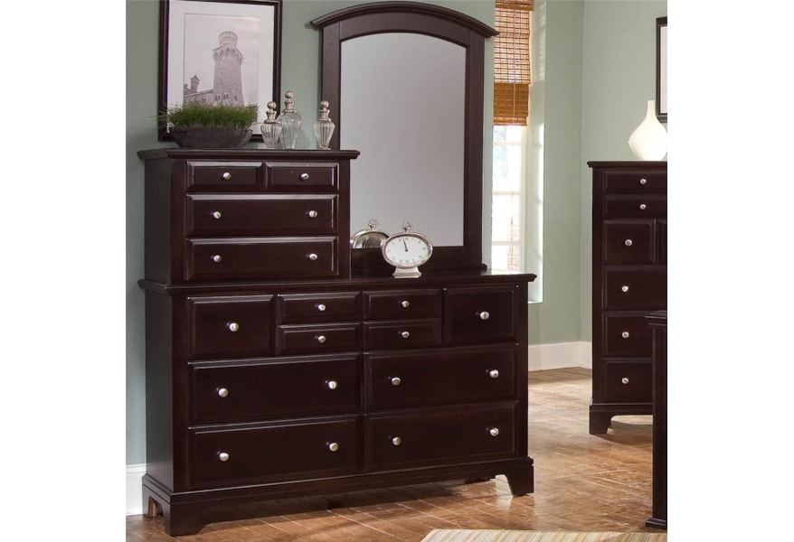 Vaughan Bassett Soho 10 Drawer Dresser With Vertical Mirror