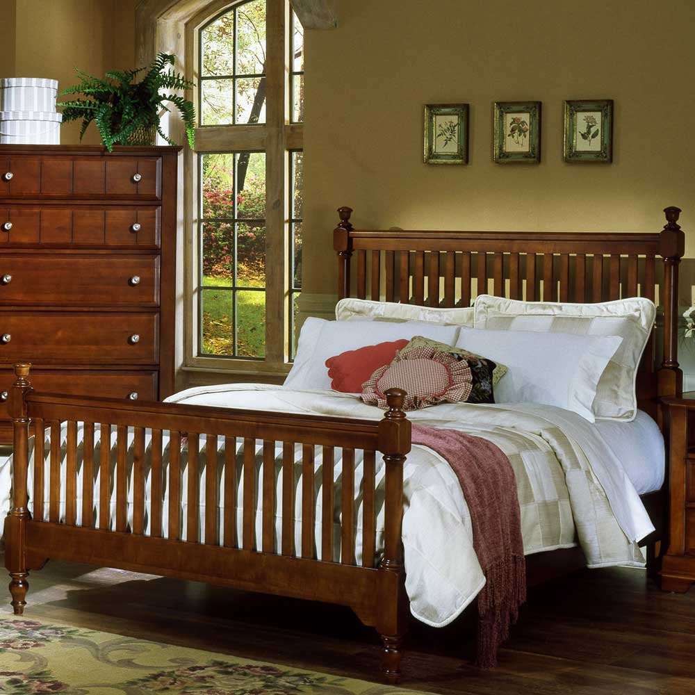 Cottage Queen Slat Poster Bed By Vaughan Bassett At Turk Furniture