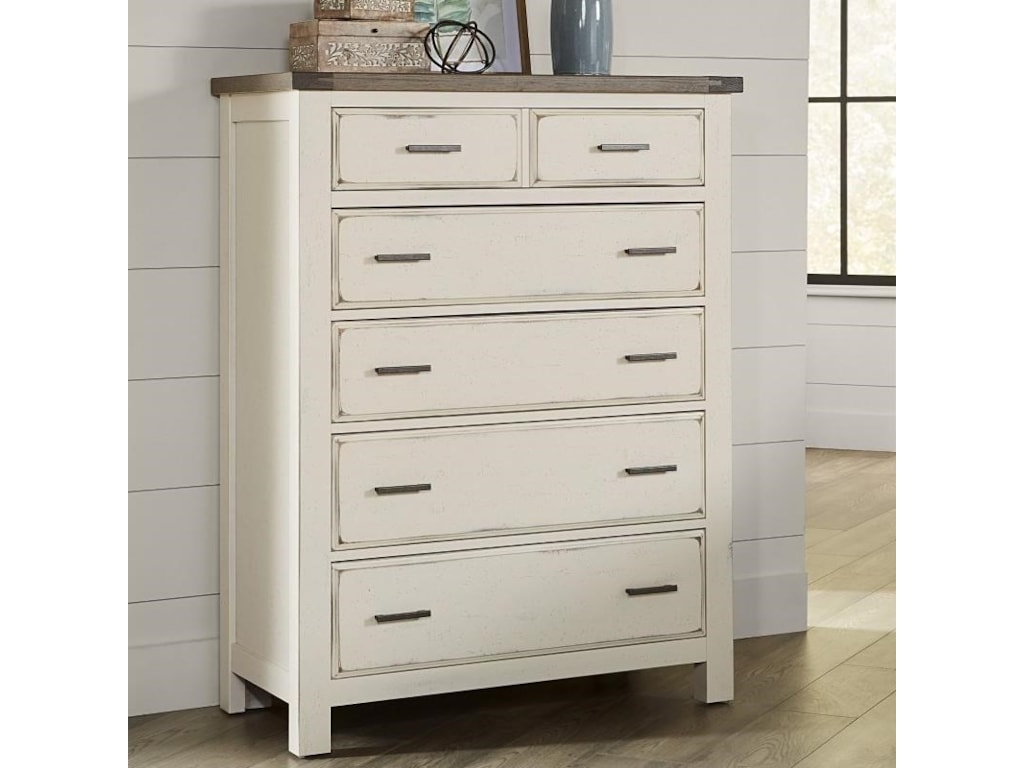 Vaughan Bassett Chestnut Creek Relaxed Vintage Solid Wood 5 Drawer