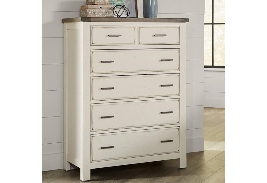 Vaughan Bassett Chestnut Creek Relaxed Vintage Solid Wood 5 Drawer