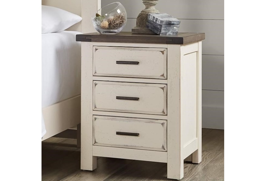 Vaughan Bassett Chestnut Creek Relaxed Vintage Solid Wood 3 Drawer