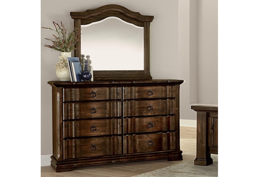 Vaughan Bassett Rustic Hills Dresser Arched Landscape Mirror