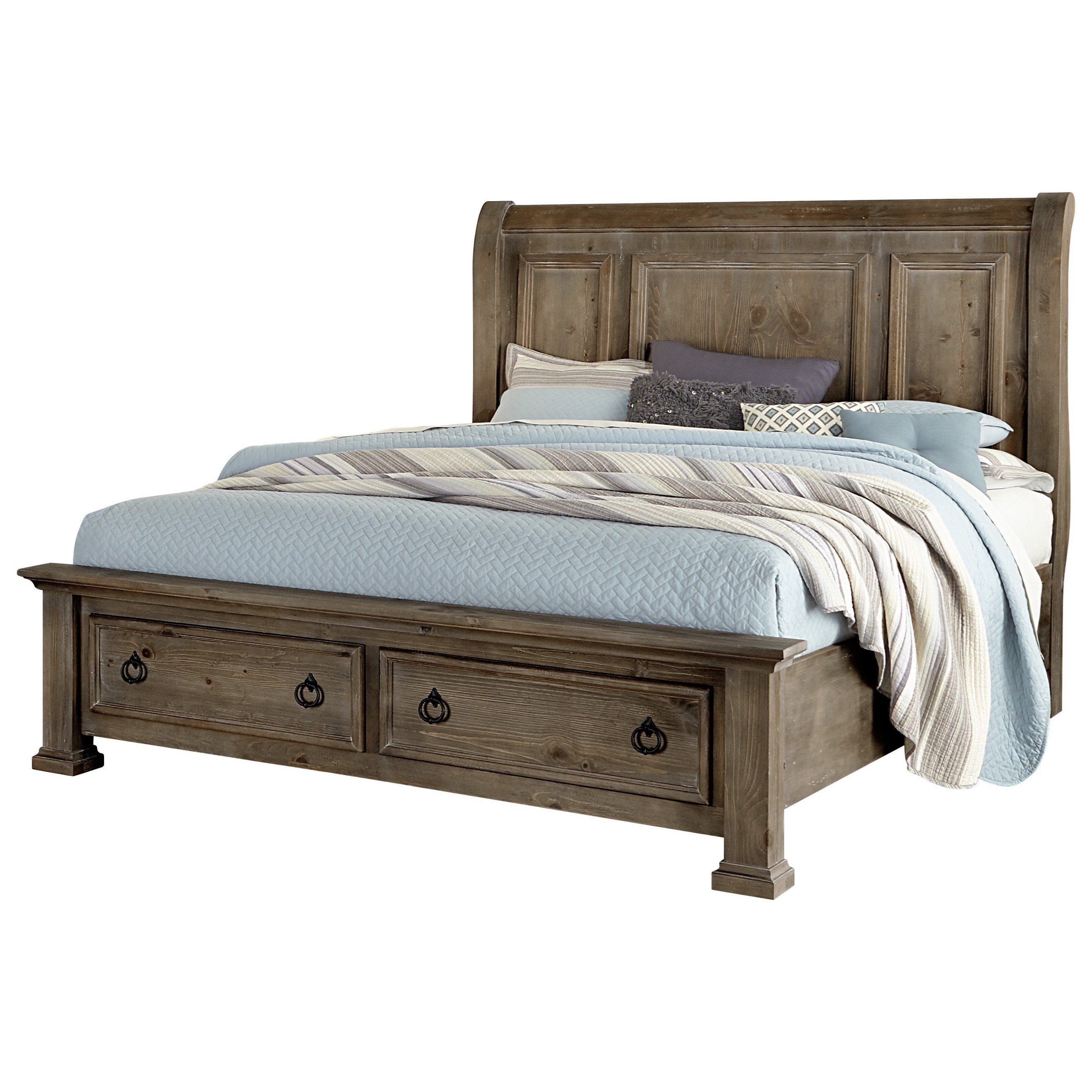 Vaughan Bassett Rustic Hills King Sleigh Bed With Storage