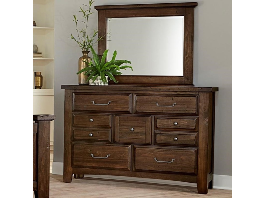 Vaughan Bassett Sawmill Transitional 7 Drawer Dresser And Mirror
