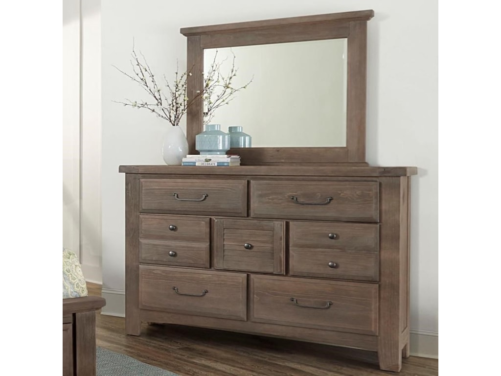 Vaughan Bassett Sawmill Transitional 7 Drawer Dresser And Mirror