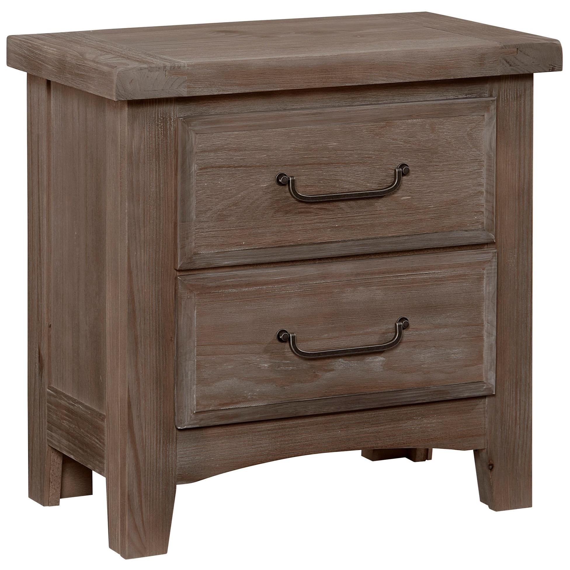 Vaughan Bassett Sawmill 692 226 Transitional 2 Drawer Nightstand With Antique Pewter Finished Hardware Hudson S Furniture Nightstands