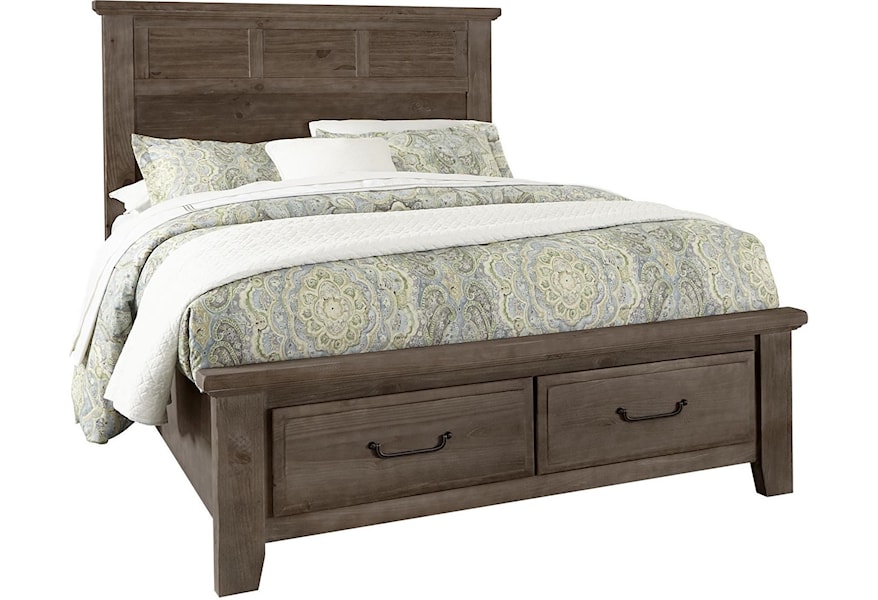 Vaughan Bassett Sawmill Transitional Queen Louver Bed With 2