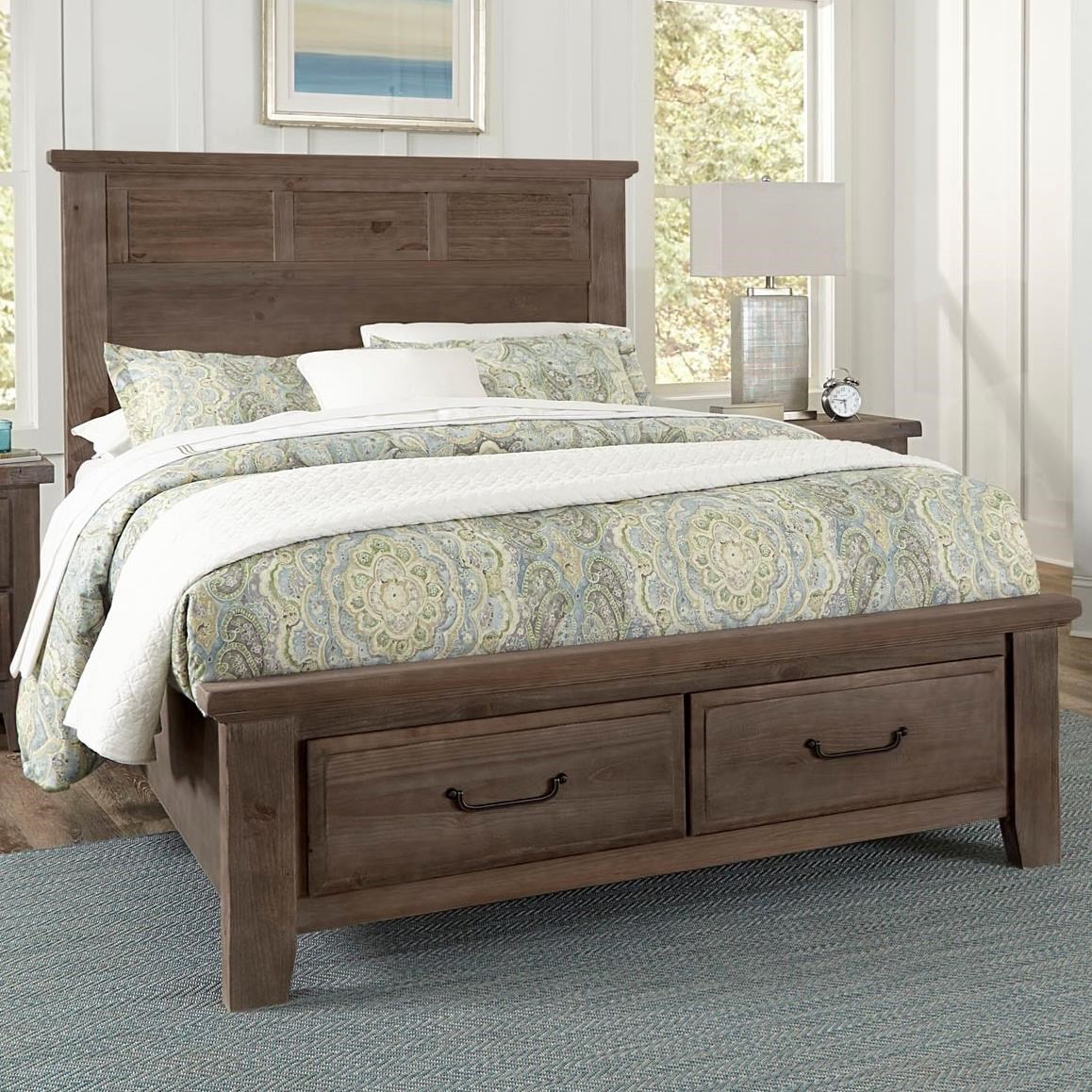 Vaughan Bassett Sawmill Transitional Queen Louver Bed With 2