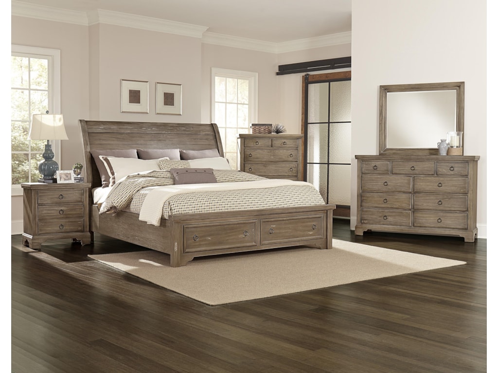 Vaughan Bassett Whiskey BarrelQueen Storage Bed with Sleigh Headboard
