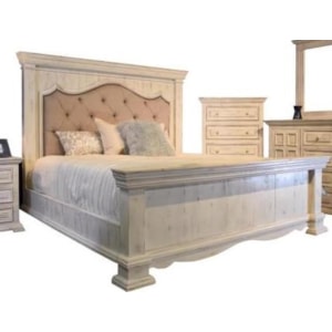 Vintage Chalet King Bed With Upholstered Headboard Wilcox Furniture Upholstered Beds