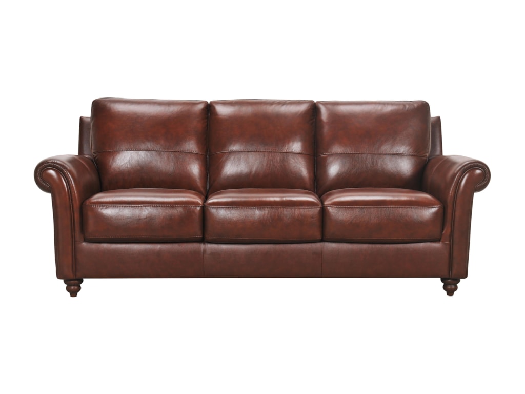 Violino Grady 3508 3p Leather Sofa With Rolled Arms And Turned Wood Violino Gradysofa