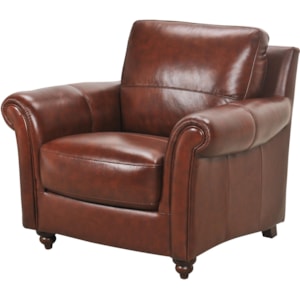 Violino Grady 1290982 Leather Chair With Rolled Arms And Turned Wood Feet Dunk Bright Furniture Upholstered Chair