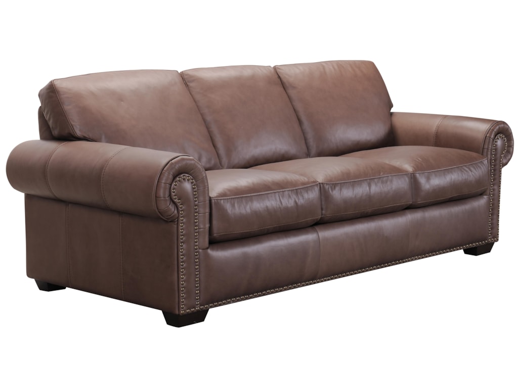 Violino Taylor Traditional Brown Leather Sofa With Nail Head